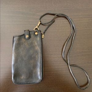 Free People Lamb Leather Wristlet, Dark Brown
